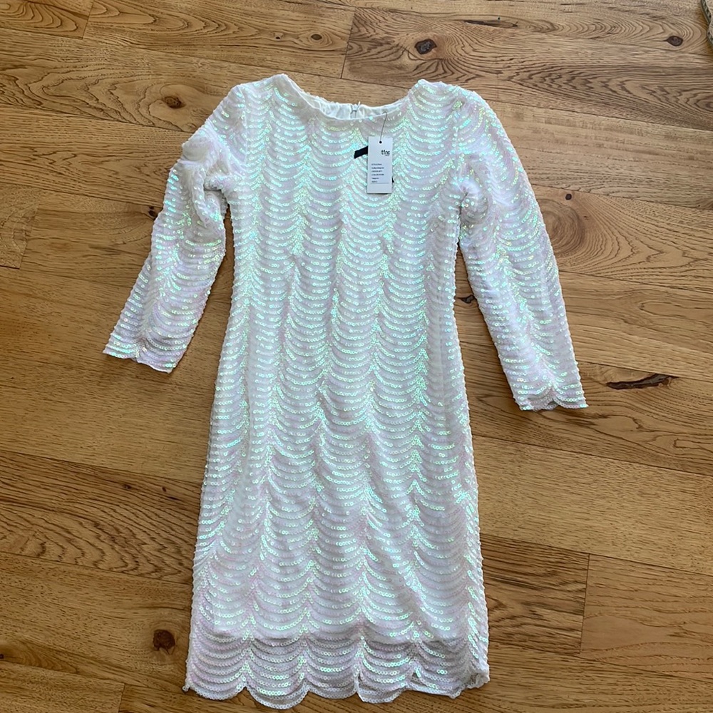 TFNC white sequined dress- Size Small